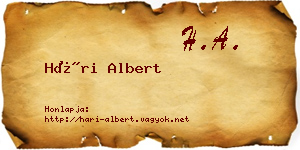 Hári Albert névjegykártya